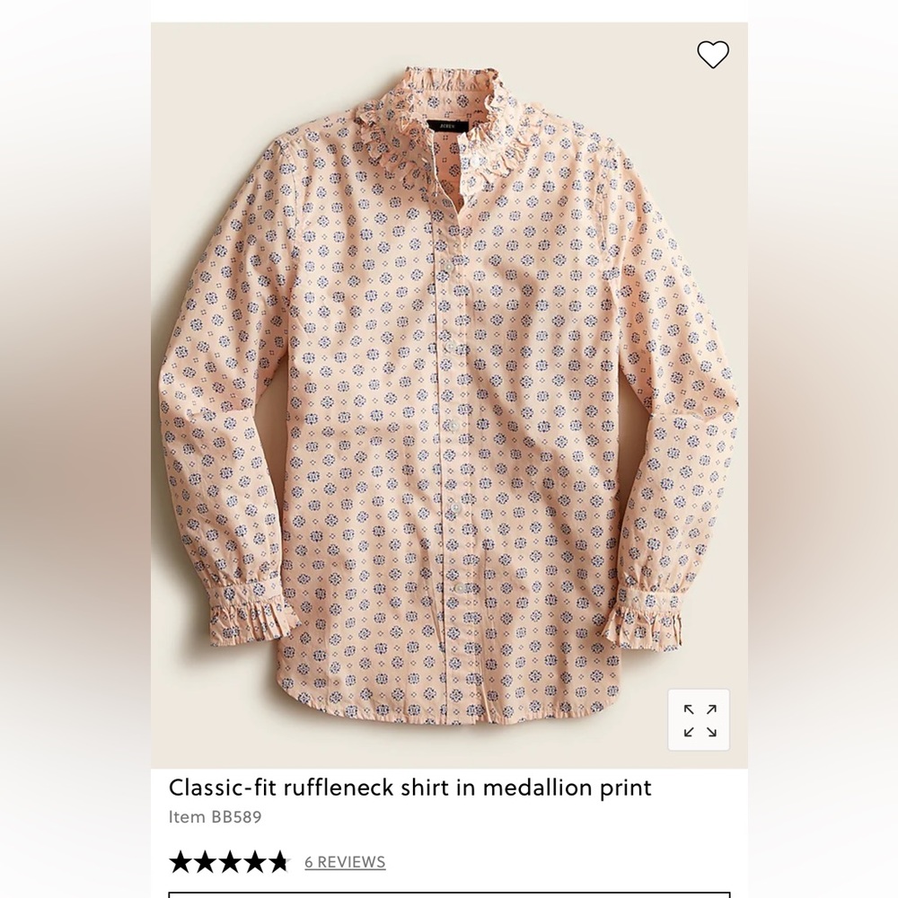 J crew ruffle neck medallion blouse size 0